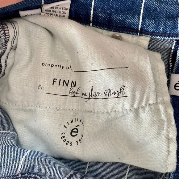 New Etica Finn Striped High Rise Straight Leg Cuffed Jeans - Picture 16 of 16